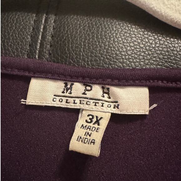 MPH Collections Plum Gold Zip Front Blouse 3X - Picture 3 of 6